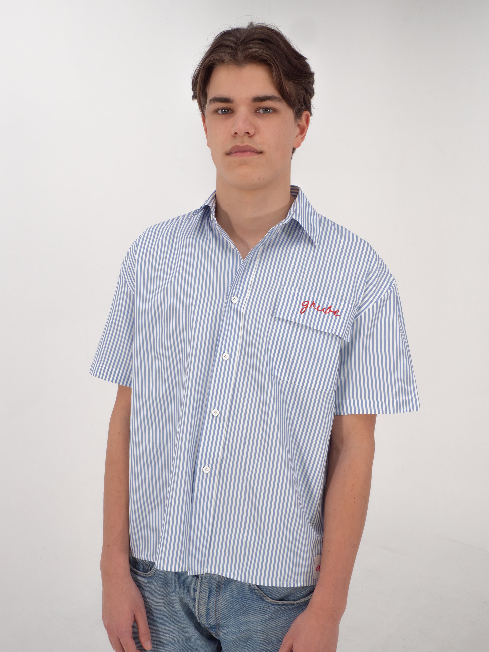 Grube white blue shirt